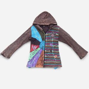 Rising Vintage Rainbow Boho Patchwork Sweater